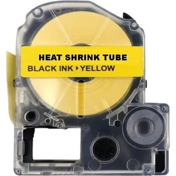 Epson LK-4YBA7, 7mm x 2,5m, černý tisk / žlutý podklad, smršťovací kompatibilní páska