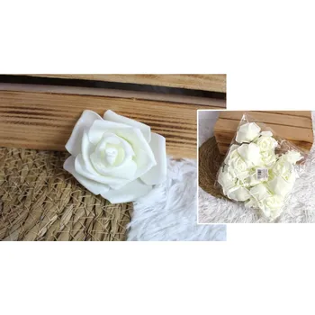 umělá květina Květinová hlava RŮŽE pěnová (6,5 cm) balení 25 ks ECRU