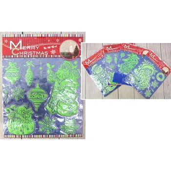 Vánoční dekorace Fluorescenční vánoční samolepky, vypouklé, 40 x 31 cm, 1 blistr