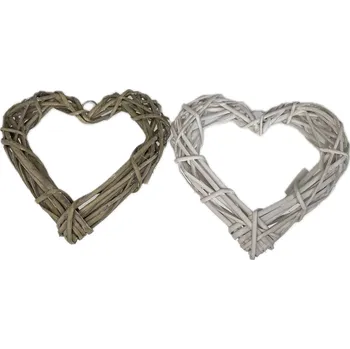 Srdce proutěné 20x20x4 cm šedé