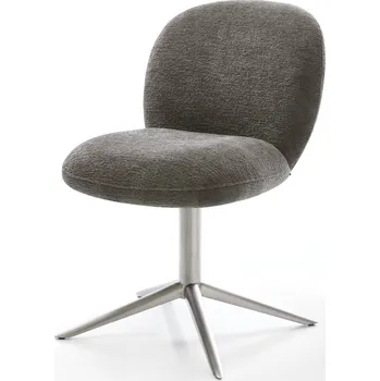 Jídelní židle DELIFE Jídelní židle Nube-Flex bouclé měkký tmavě béžová křížová podnož nerezová ocel 360° otočný houpací funkce taštičkové pružiny