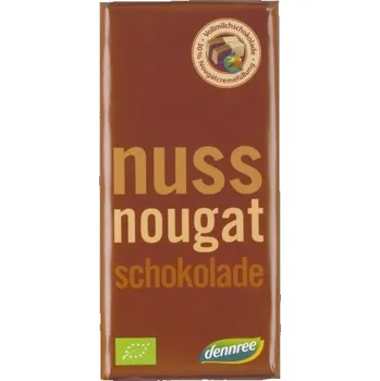 Cukrovinka Dennree Čokoláda mléčná s krémovou nugátovou náplní BIO 100 g