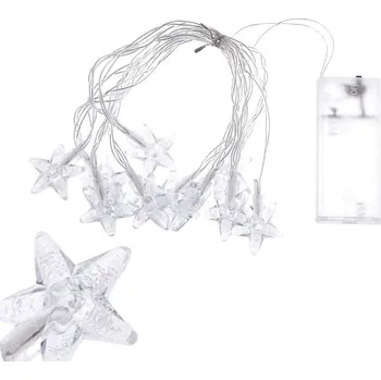 Vánoční dekorace Světelný řetěz Hvězdička 1,5m, 10 LED, teplé bílé světlo