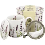 DUO KLASIK LEVANDULE Hrnek na čaj se sítkem a víčkem baculka 430 ml