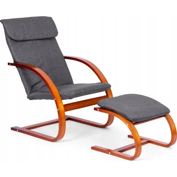 Křeslo Houpací křeslo finského typu s podnožkou a opěrkou hlavy do obývacího pokoje ModernHome šedé