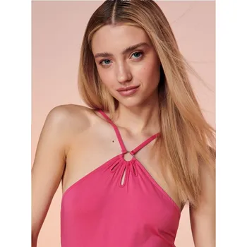 Body Sinsay - Body na ramínka s řasením a ozdobným kroužkem - sytě růžová - 4028F-42X - 4028F-42X-XXS