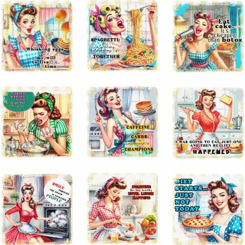 Podložka pod hrnek-Sarkastické věty hospodyněk - sada 9 kusů