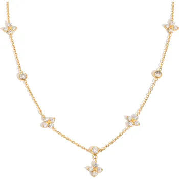 Náhrdelník ELENYS Floral Shine – pozlacený náhrdelník 18K žluté zlato Délka: 44+5 cm / max. 49 cm