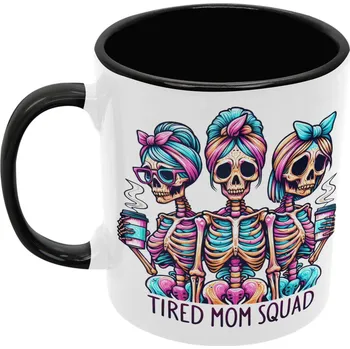 Hrnek-Tired Mom Squad - bílý/černý