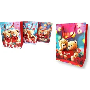 Dárková taška Pevná 3D dárková taška LOVE 23x18x10 cm MIX VZORŮ