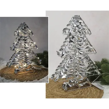 Vánoce Dekorace CHOINKA 20 LED na drátěném stojanu se stříbrnou fólií 30x22x4 cm