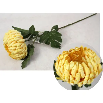 umělá květina Květina CHRYZANTEMA ANANAS výška 68 cm (hlava 14x8 cm) ŽLUTÁ