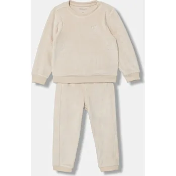 Kojenecká souprava Kojenecká tepláková souprava Calvin Klein Jeans béžová barva, IN0IN00236 IN0IN00236.9BYA 12X, vel. 56