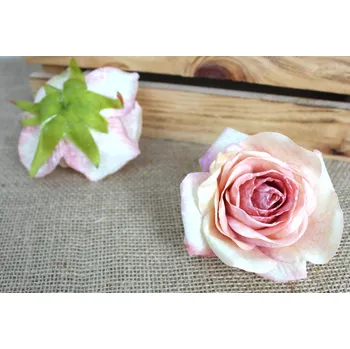 umělá květina Květina RŮŽE sušená skvrnitá 12x6,5 cm RŮŽOVĚ KRÉMOVÁ