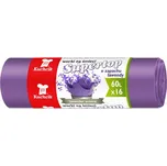 KUCHCIK Pytle na odpadky s vůní levandule, vázané supertop 60L, sada 16 ks FIALOVÉ - 1 role