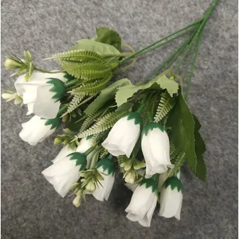 umělá květina Kytice RŮŽE drobná výška 32 cm 7 stonků (14 květů 3,5x2 cm) BÍLÁ