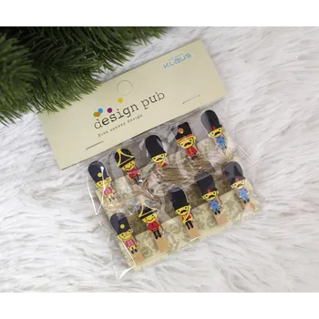 Vánoce Klipsy, ozdobné vánoční sponky VOJÁK dřevěné sada 10 ks 3,5 cm