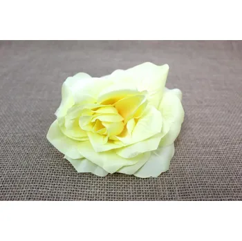 umělá květina Květinová hlava RŮŽE 15 cm – SVĚTLE ŽLUTÁ #AN13