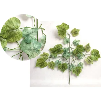 umělá květina Silikonový list 3-ramienny WINOBLUSZCZ skvrnitý výška 63 cm světle zelený, tmavší - 1 ks