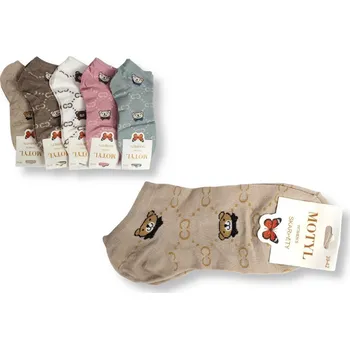 Dámské ponožky Dámské ponožky MOTYL jednobarevné s medvídkem NO: ZY111 - 1 pár