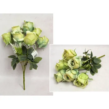 umělá květina Kytice RŮŽE výška 45 cm, 7 stonků (7 květů 7x6 cm) ZELENÁ stínovaná
