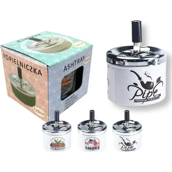 Otočný kovový popelník, kulatý 12x9x7 cm MIX VZORŮ KOUŘENÍ