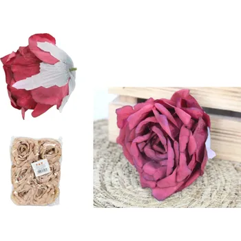 umělá květina Květinová hlava RŮŽE 11x7,5 cm BORDO