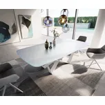 DELIFE Jídelní stůl Edge Boot 240x120 cm reliéfní sklo perleť 3D design Spider kov bílá