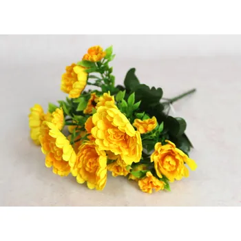 umělá květina Kytice CHRYSANTHEMUM drobná výška 35 cm, 7 stonků (21 květů 6-3 cm) ŽLUTÁ