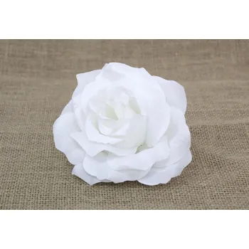 umělá květina Květinová hlava RŮŽE 15 cm - BÍLÁ #BC27