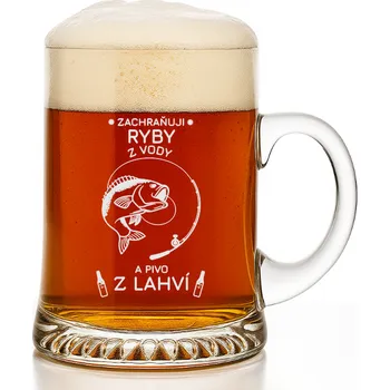 Sklenice Dekorant Ručně foukaný půllitr pro rybáře 500 ml 1KS