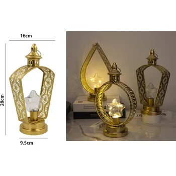 Stojací lampa Kovová lampa s trapézovým otvorem a HVĚZDOU 30x16x9,5 cm ZLATÁ