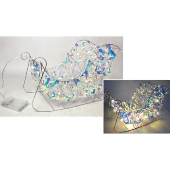 Dekorace na drátěném stojanu s holografickou fólií SANIE 30 LED 35x24x16 cm