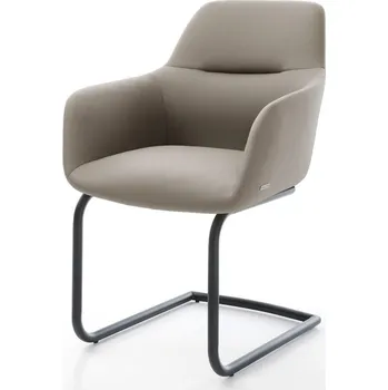 Jídelní židle DELIFE Jídelní židle Pejo-Flex pravá kůže tmavě béžová jídelní židle kulatá černá taštičkové pružiny