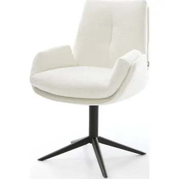 Jídelní židle DELIFE Jídelní židle Clea-Flex bouclé měkký béžová podnož křížová černá 360° otočný houpací funkce