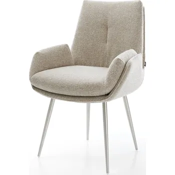 Jídelní židle DELIFE Jídelní židle Clea-Flex tkanina Měkký béžová 4-nohá zúžená nerezová ocel