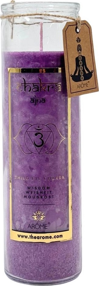ARÔME Čakrová svíčka 6. Chakra – Ajna (Moudrost – Třetí oko), levandule, 320 g