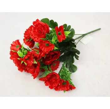 umělá květina Kytice CHRYZANTEMA drobná výška 35 cm, 7 stonků (21 květů 6-3 cm) ČERVENÁ