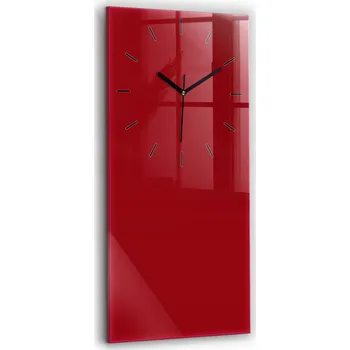 Hodiny Velké tvrzené skleněné hodiny Design Moderní nástěnné Červená barva 30x60