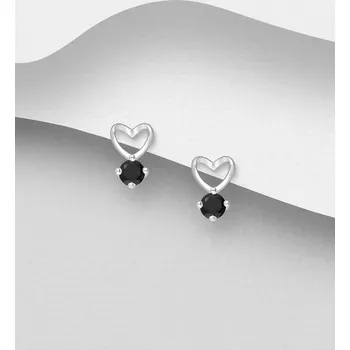 Prsten V SRDCI stříbrné náušnice s černými kubickými zirkony