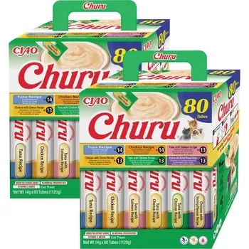 Krmivo pro kočku INABA Churu pro kočky - směs tuňáka a kuřete 2x(80x14g)