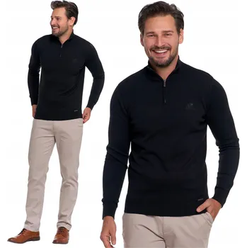 Pánský svetr Pánský bavlněný svetr se stojáčkem a zipem Elegantní Bavlna MORAJ 3XL