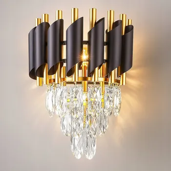 Nástěnné svítidlo Nástěnné svítidlo CRISTAL 2xE14 zlaté černé křišťály Glamour Milagro ML2412