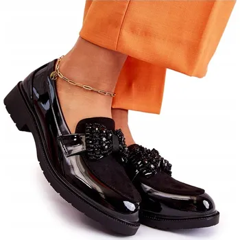 Dámské polobotky DÁMSKÉ LAKOVANÉ POLOBOTKY S MAŠLÍ ČERNÉ 37