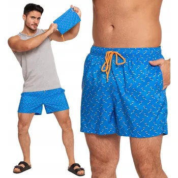 Pánské kraťasy KRAŤASY Šortky do vody Rychleschnoucí plavky s motivem tukanů MORAJ L