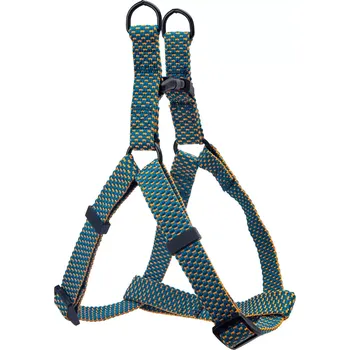 Postroj pro psa S Postroj proplétaný vzor modro žlutý 20 - 40 cm