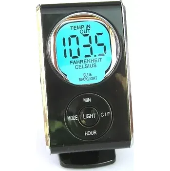 Domácí teploměr Digitální teploměr do auta 4CAR, vnější / vnitřní s hodinami (77-22)
