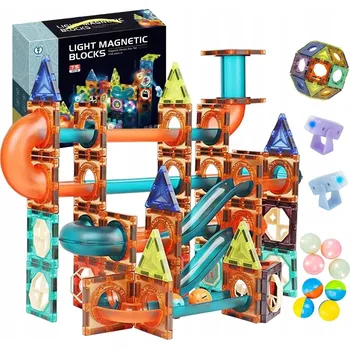 ostatní stavebnice MAGNETICKÉ STAVEBNICE GEOMETRICKÉ TVARY SE SVĚTLEM 75 DÍLKŮ