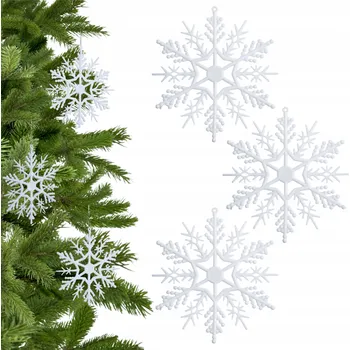 Vánoční dekorace SNĚHOVÉ VLOČKY NA VÁNOČNÍ STROMEČEK BÍLÉ SNĚHOVÉ VLOČKY VÁNOČNÍ DEKORACE SADA 3 KS