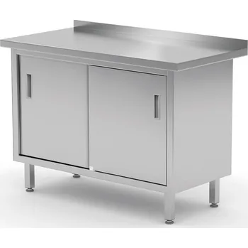 Dílenský stůl Pracovní stůl se skříňkou, posuvná dvířka – svařovaný, HENDI, Profi Line, 1600x600x(H)850mm